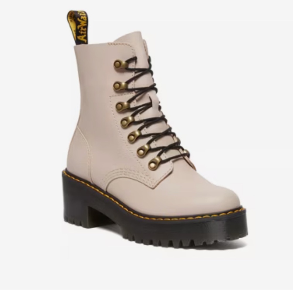 Dr. Martens Women's Combat Boots - Cream - “LEONA”
